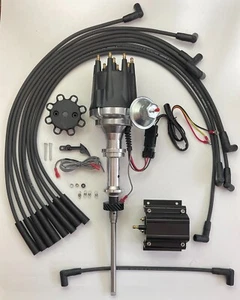 STUDEBAKER 232 259 289 304 distribuidor HEI de pequeña tapa + bobina de 50 k + cables negros ee. uu. - Imagen 1 de 18