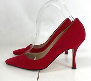 Manolo Blahnik Classic Red Suede Pumps Heels Size 38.5 - 8.5 Italy