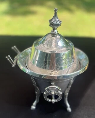 Тарелка с маслом Wilcox четверная серебряная тарелка 1800-е антикварная пряжка птицы копыта РЕДКАЯ - Изображение 1 из 4