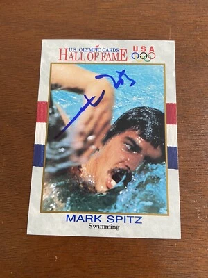Tarjeta autografiada firmada autografiada por Mark Spitz 1991 Salón de la Fama Olímpica de Estados Unidos Foto 1 de 2
