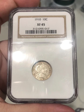1910 Barber Dime graded XF45 by NGC Nice Type Coin Mid Grade Nice Luster Cover
