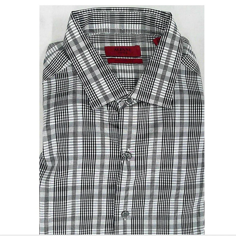 Camisa de vestir Alfani Performance para hombre M 15,5 32/33 negra blanca ajustada absorbente Foto 1 de 1