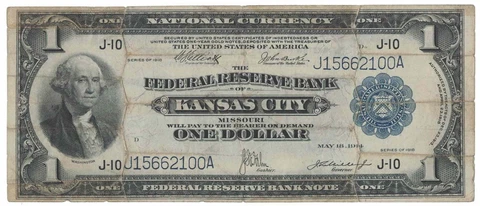 1914 Series Large Size $1 Federal Reserve Note (J-10) Cover