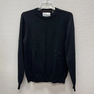 FIVE FOUR LA PASCAL Mens LARGE Sweater Black Exposed Seam LS NEW Cable Knit - Picture 1 of 10
