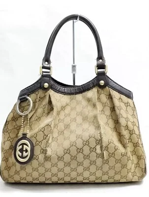 Auténtico Bolso de Mano GUCCI Marrón Sukey GG Lona Hobo Cartera Vendedor de Estados Unidos Foto 1 de 4