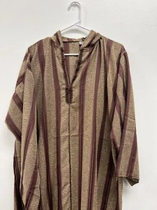 Para hombre Djellaba Marroquí Con Capucha Thobe Hecho a Mano Árabe Dishdasha Marrón/Dorado - Imagen 1 de 4