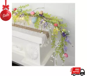 Easter Decoration 6 FT Easter Garland, Lighted Artificial Garlands with Egg, - Picture 1 of 5