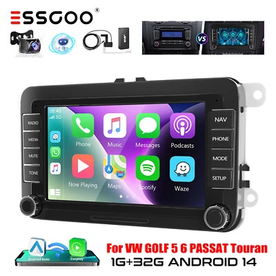 7" Autoradio Carplay DAB+ Android 14 GPS NAV Kamera Für VW GOLF 5 6 Touran Polo - Bild 1 von 4