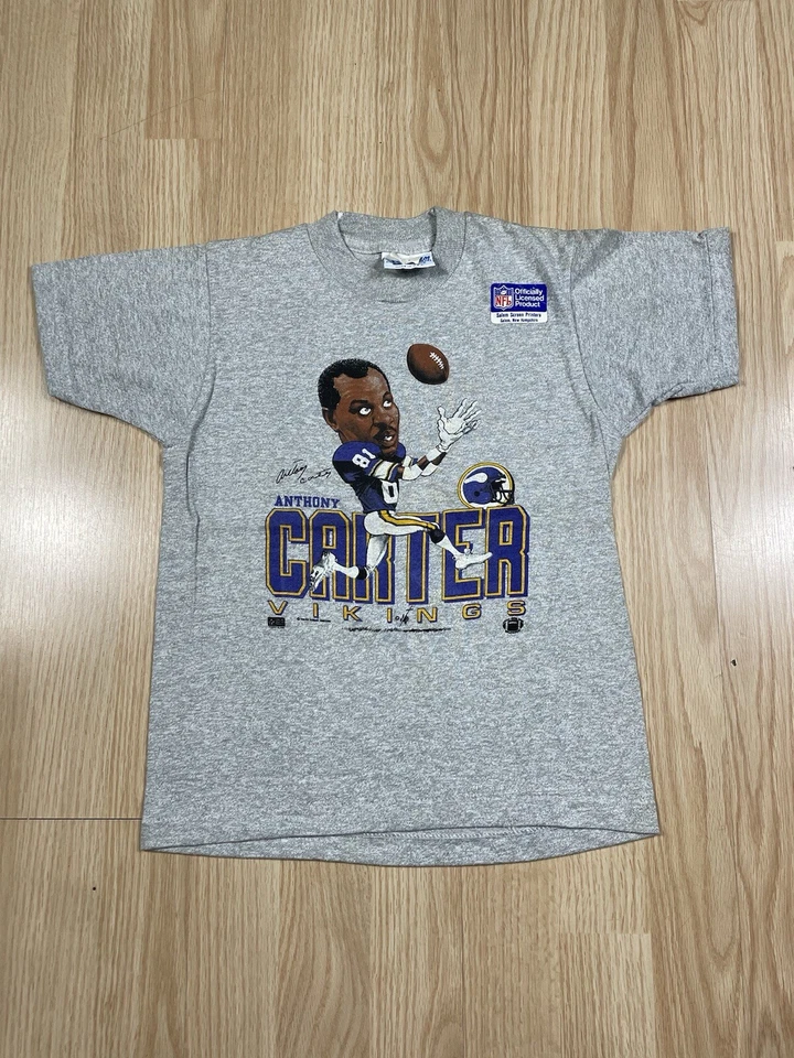 CAMISETA INFANTIL VINTAGE MINNESOTA VIKINGS ANTHONY CARTER SALEM SPORTSWEAR NFL NOVA - Imagem 1 de 4