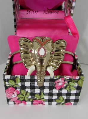 Betsey Johnson Elephant Bracelet Hinged Cuff Gold New in Box NWT - Image 1 of 4