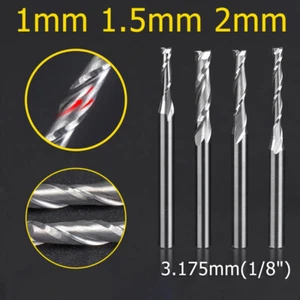 1mm 1.5mm 2mm Solid Carbide 2 Flute Spiral Router Bit End Mill 3.175mm 1/8"Shank - Picture 1 of 20