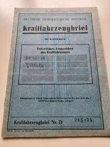 KFZ Brief Kraftfahrzeugbrief DDR IFA PKW Trabant 601 Limousine EZ 1974 weiß Lübz - Bild 1 von 1