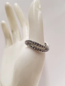 Craftd Rhodium Plated Stainless Steel Rope Wrap Ring Size 10 - Picture 1 of 6