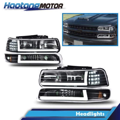 LED DRL Bar Headlights & Bumper Lamps Fits For 99-02 Chevy Silverado 00-06 Tahoe - Image 1 of 4