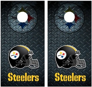 Pittsburgh Steelers Diamond Plate Cornhole Board Decal Wrap Wraps - Picture 1 of 3