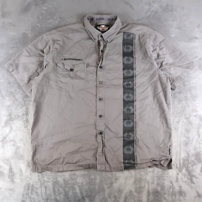 Camisa mecánica vintage Harley Davidon para hombre 2XL gris manga corta botón garaje Foto 1 de 4