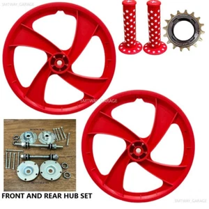 Juego completo de buje de juego de ruedas de PVC de 20" para bicicleta BMX (ROJO) 4 RADIOS. - Imagen 1 de 7