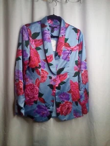 Forever 21 Jacket Blazer S Women One Button Long Sleeve Floral Colorful - Picture 1 of 16