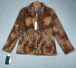 Harve Benard Reversible Jacket STRETCHY Brown Full Zip Womens Sz 10 Ukraine Made - Picture 1 of 10