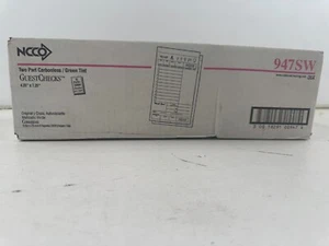 2 Parti Carbonless Guest Checks 947SW Tinta Verde 4,25" x 7,25" 2000 in valigetta NUOVO - Foto 1 di 2