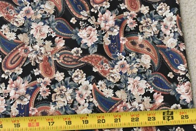 11" Long, Vintage, Rust & Cream Floral Paisley Cotton, Alexander Henry, P8633 - Image 1 of 4