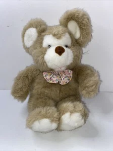 Vintage Commonwealth Plush Brown Mouse with Floral Bowtie  - Picture 1 of 12