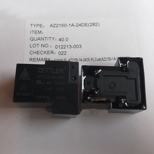 2 Relais De Puissance ZETTLER AZ2100-1A-24DE - 24VDC, 4 Broches, 40A 250V, Neufs