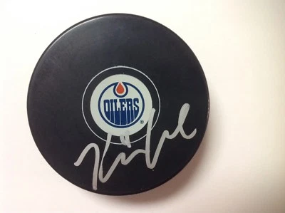 Keegan Lowe Signed Autographed Edmonton Oilers Hockey Puck a - Image 1 of 2