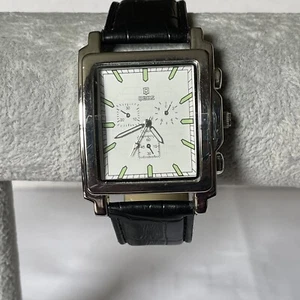 Reloj para hombre QBOZ edición limitada índices GlowNDark 1,5"" cara cuadrada batería nueva - Imagen 1 de 12