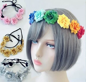 Women Girls Small Flower Party Beach Adjustable Crown hair headband Garland - Picture 1 of 16