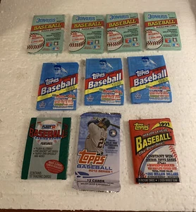 Lot of 9 Vintage 1990s Baseball Sealed Packs Topps/Fleer/Donruss Plus (1) 2013 - Picture 1 of 9