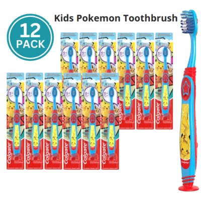 12PK Colgate Kids Pokemon Toothbrush Extra Soft, 5+ Yrs, w/ Soft Tongue Cleaner - Image 1 of 4