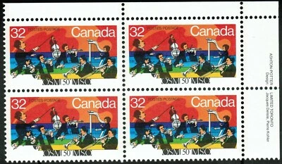 Canada sc#1010 Montreal Symphony : Orchestra Concert, UR Imprint Block, Mint-NH - Image 1 of 2
