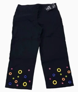 D.F.A Damengröße 10P Hose schwarz Stretchbund Farbe Metallkreise  - Bild 1 von 2