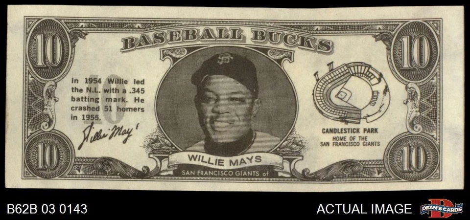 Topps Bucks Willie Mays 1962 patio 6 - ex/como nuevo Foto 1 de 1