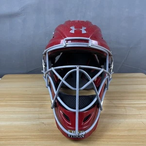 Under Armour Red Youth Catchers Helmet Baseball UAHG2YVS-1 Fits 6 1/4"- 7” - Picture 1 of 8