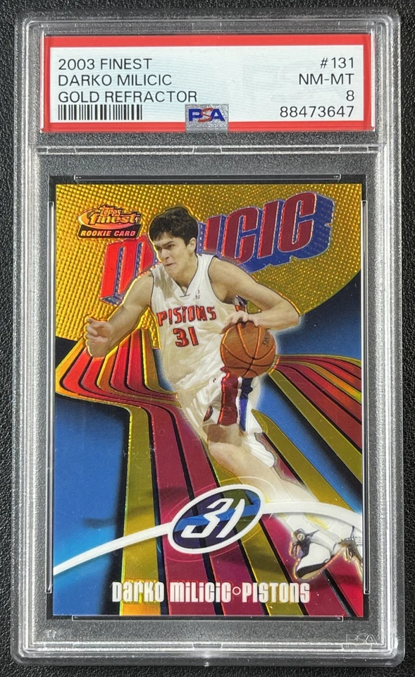 DARKO MILICIC PSA 8 2003-04 TOPPS FINEST #131 ROOKIE GOLD REFRACTOR RC 15/25 - Image 1 of 2