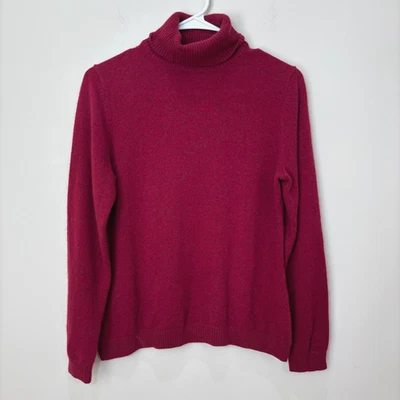 LL Bean 100% Cashmere Pullover Sweater Turtleneck Red Women M Cozy Cabincore - Image 1 of 4