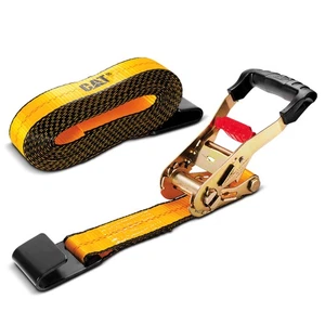 Cat 1 Piece 2 Inch x 27 Feet Heavy Duty Ratchet Tie Down with Flat Hook - Picture 1 of 4
