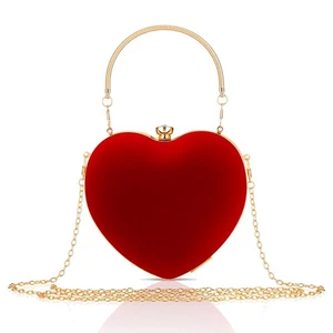 2X(Velour Cartera en forma de corazón Bolso sin asas Bolso de noche Estrás Bolso de hombro9600 - Imagen 1 de 6