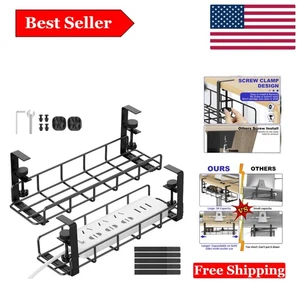 Adjustable Under Desk Cable Organizer - No Drill, Easy to Assemble Solution - Afbeelding 1 van 10