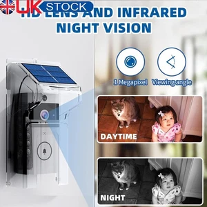 Wireless Visual Doorbell w/ Solar Rain Cover Intercom Security Camera Door Bell - Picture 1 of 21