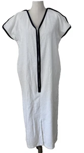 Pierre Cardin Women's White Terry Cloth Long Robe Kaftan MuMu Pockets Vtg 1970s - Picture 1 of 6