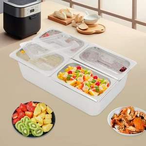 Contenedor para servir alimentos con soporte de condimentos encimera de acero inoxidable - Imagen 1 de 16