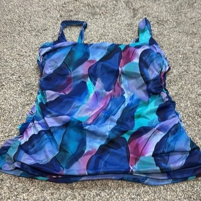 Athleta Underwire Tankini Top Purple Blue 38B/C - Image 1 of 3