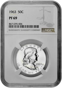 1963 50C Proof Silver Franklin Half Dollar NGC Graded PF 69 in New Holder - Picture 1 of 2