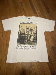 Vintage 90s South Canyon Fire Firefighter Memorial Tee Size Med Glenwood Col - Bild 1 von 5