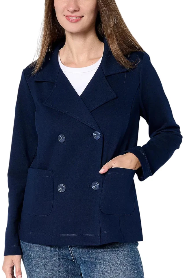 Susan Graver Women's Weekend Marina Knit Peacoat Navy - Image 1 of 1