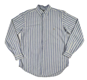 Camicia Ralph Lauren vestibilità classica uomo blu alta gessato bottoni carne pony - Foto 1 di 7