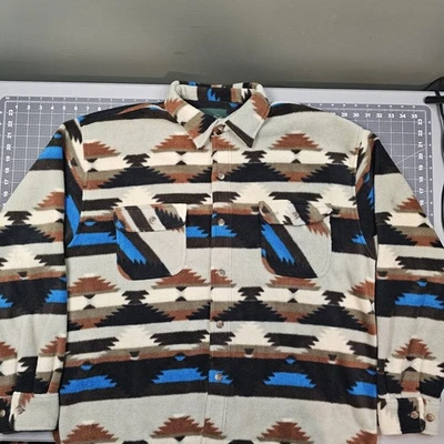 Винтажная флисовая рубашка Scandia Woods Aztec размер XL Native Southwestern Sarape Navajo  - Изображение 1 из 4